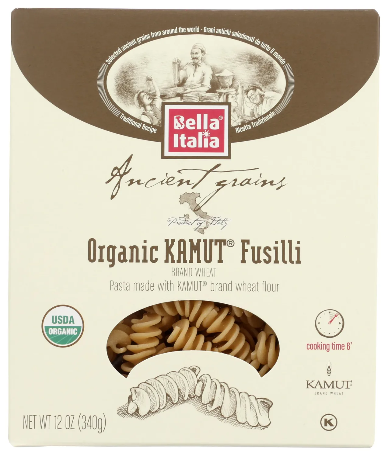 BELLA ITALIA Organic Kamut Fusilli, 12 OZ