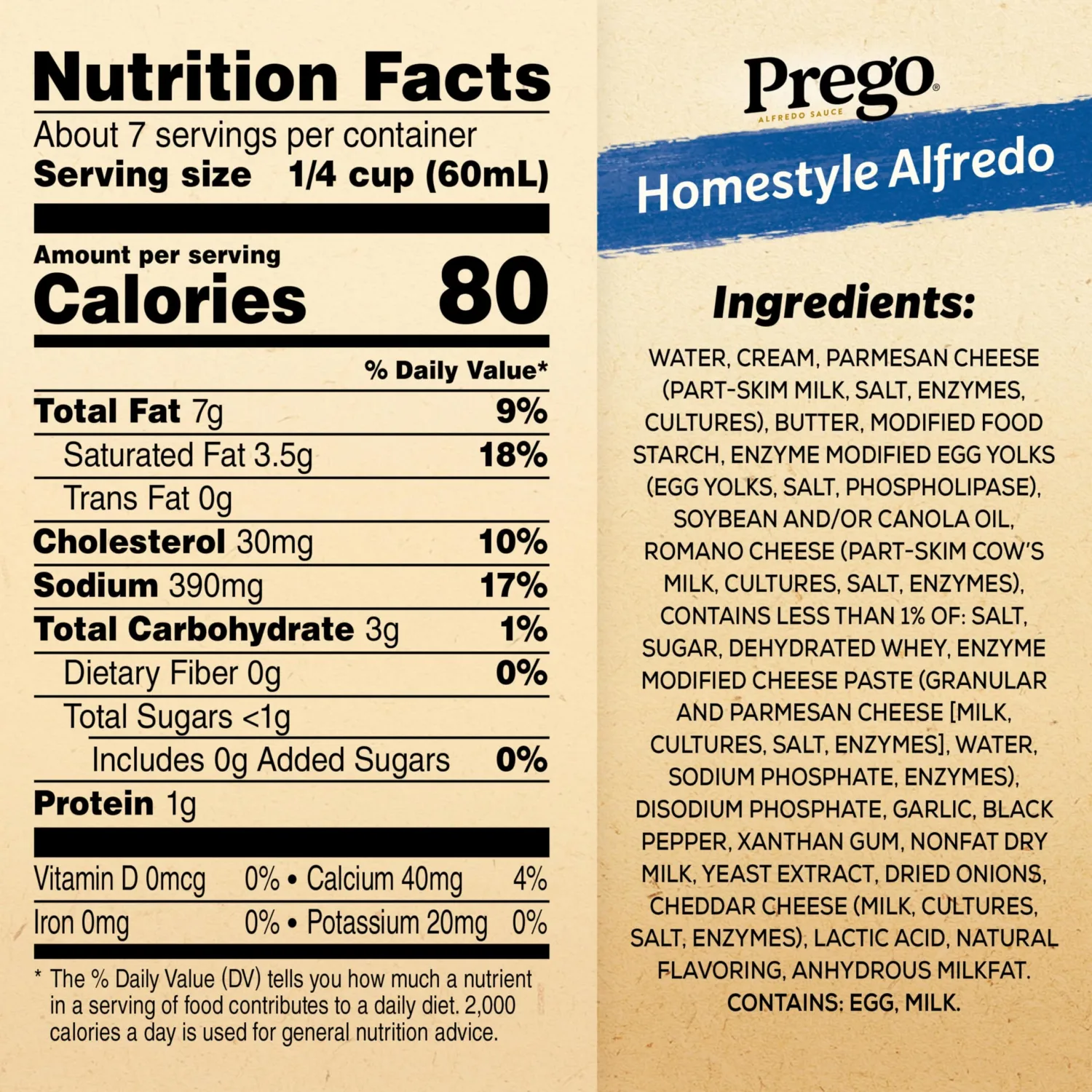 Prego Homestyle Alfredo Pasta Sauce, 14.5 oz Jar