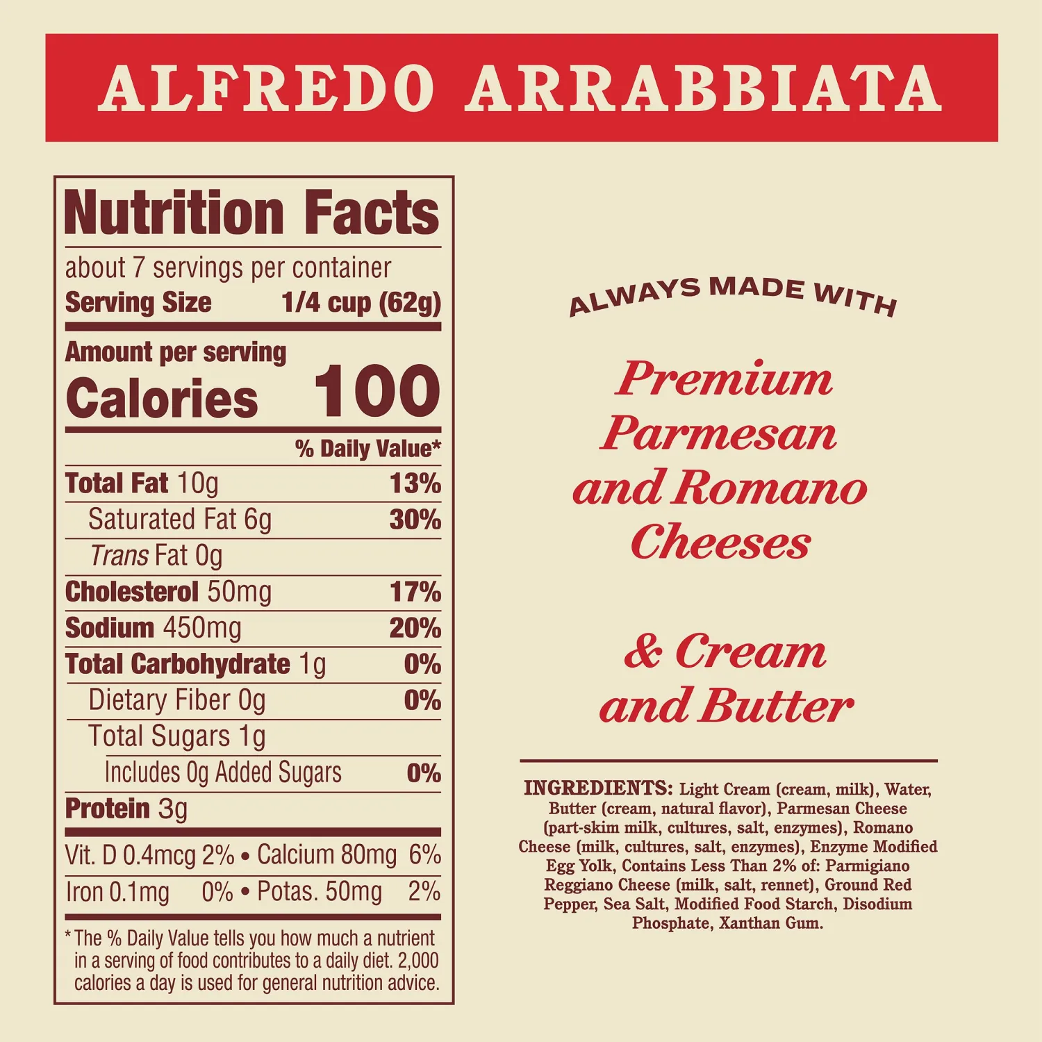 Rao's Homemade Alfredo Arrabbiata Sauce, 15 oz, Pasta Sauce, Premium Quality Blend of Parmesan & Romano Cheese, Rich and Creamy with a Kick of Heat