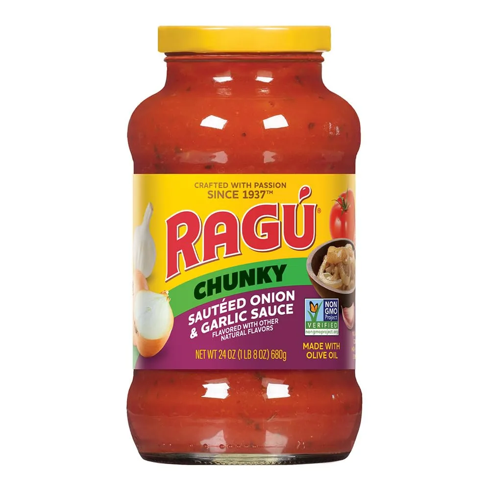 Ragu Chunky Sauteed Onion and Garlic Pasta Sauce with Diced Tomatoes and Italian Herbs and Spices, 24 OZ