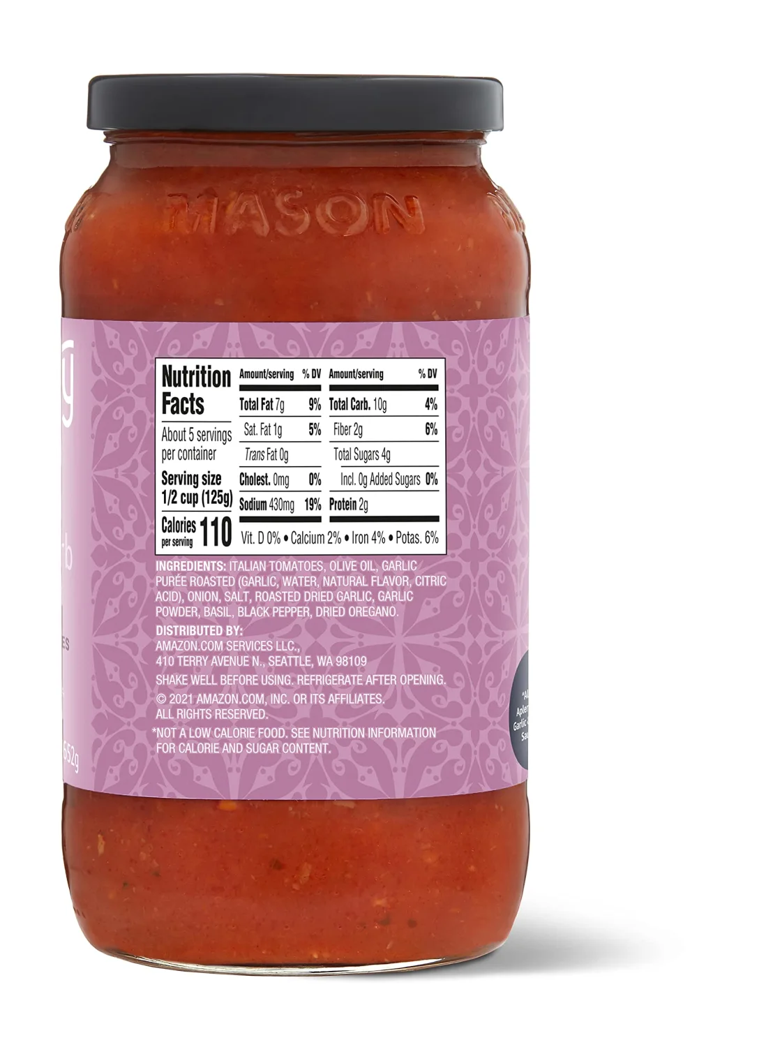 Amazon Brand, Aplenty Roasted Garlic & Herb Pasta Sauce, 23 Oz