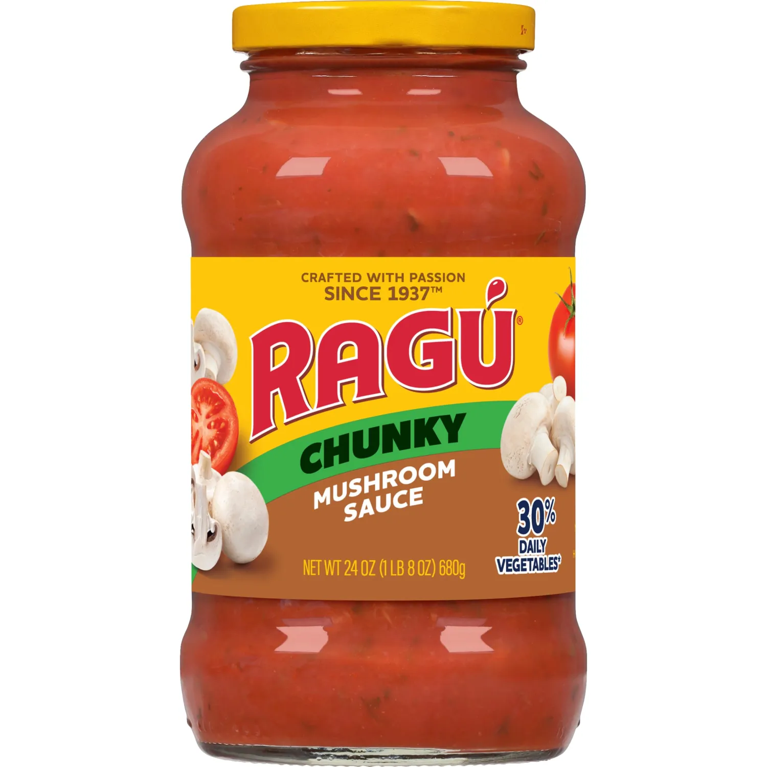 Ragu Chunky Super Chunky Mushroom Pasta Sauce with Hearty Mushrooms, Diced Tomatoes, and Italian Herbs and Spices, 24 OZ