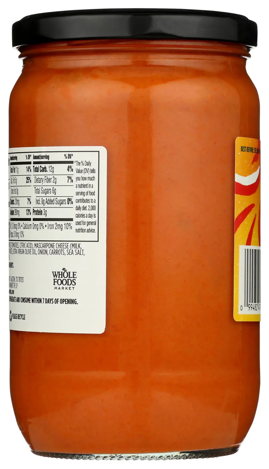 Whole Foods Market Tomato & Mascarpone Pasta Sauce, 24.3 oz