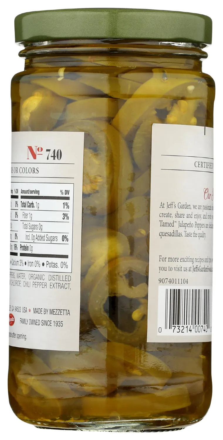 Jeff's Naturals Sliced Tamed Jalapeno Peppers, 12 oz