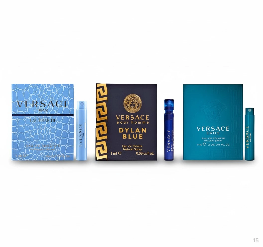 VERSACE for Men Fragrance Sample Trio - Pour Homme, Man Eau Fraiche, & Eros