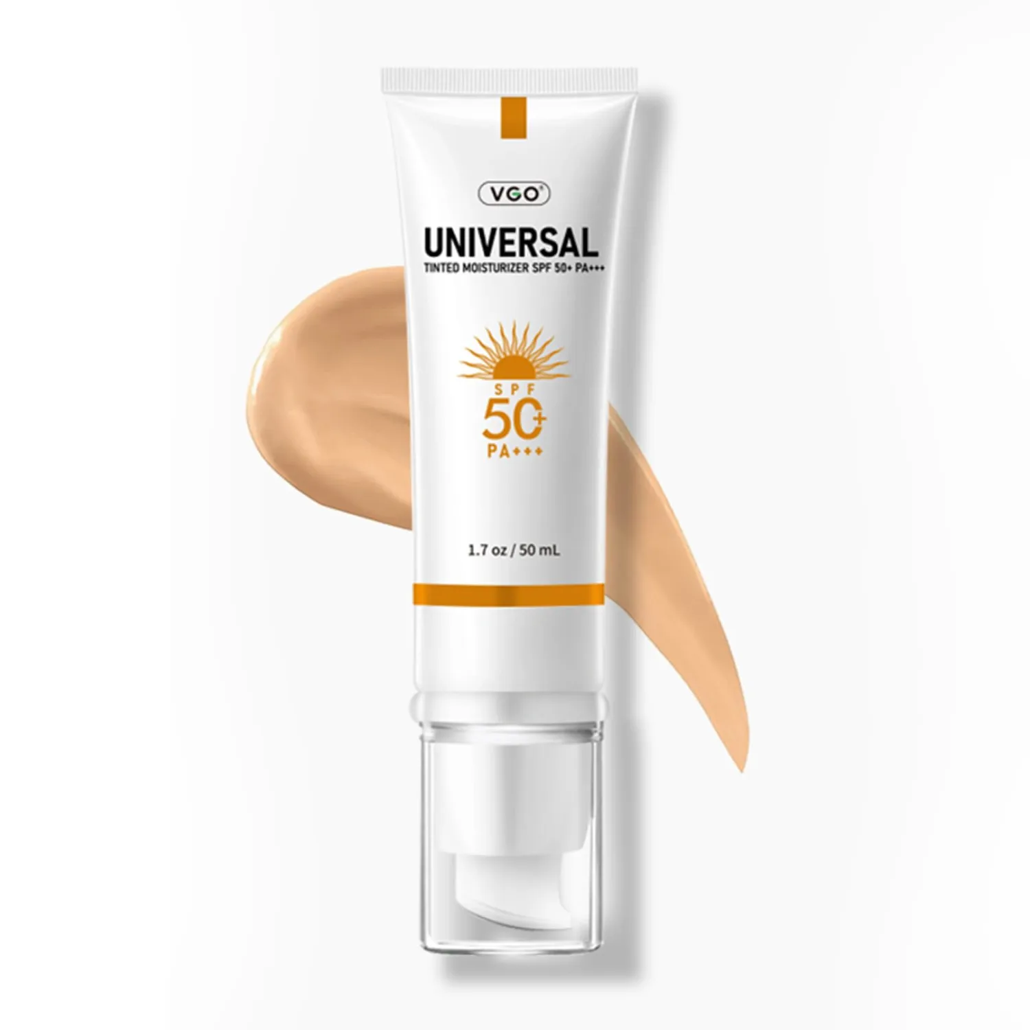 VGO Tinted Sunscreen for Face SPF 50, Hydrating Sun Essence Leaves No Sticky Feeling, Travel Size Against UVA and UVB Rays 50ml / 1.7oz