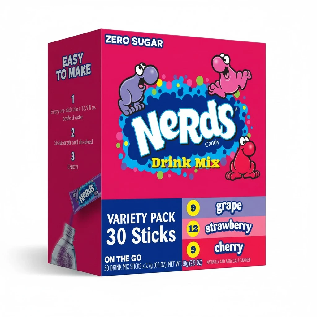 Juicy Mixes Nerds, Variety – Powder Drink Mix, Delicious hydration, Makes 30 Drinks