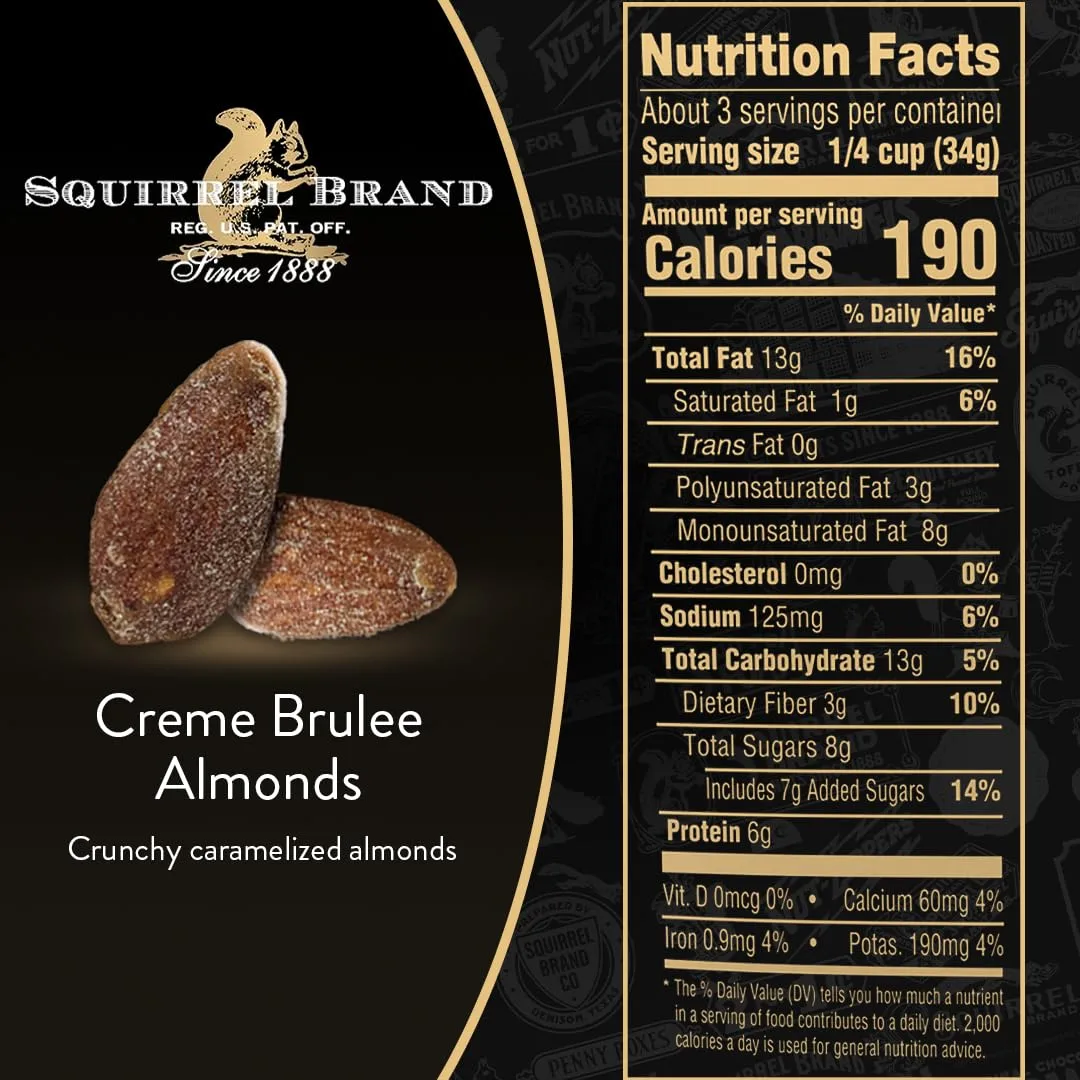 SQUIRREL BRAND Crème Brulee Almonds, 3.5 OZ Resealable Bag