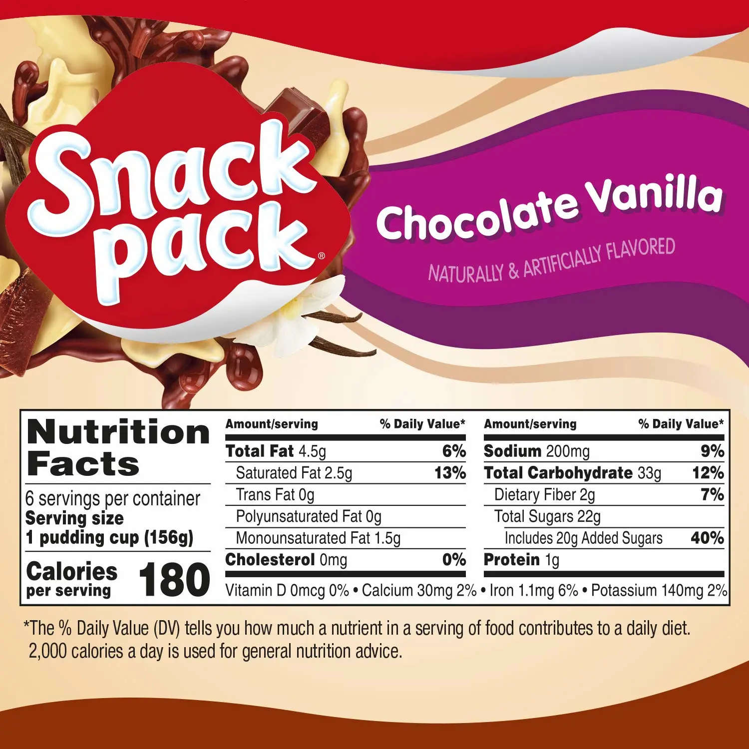 Snack Pack Pie Pudding Cups, Chocolate and Vanilla, 33 oz (6 ct)