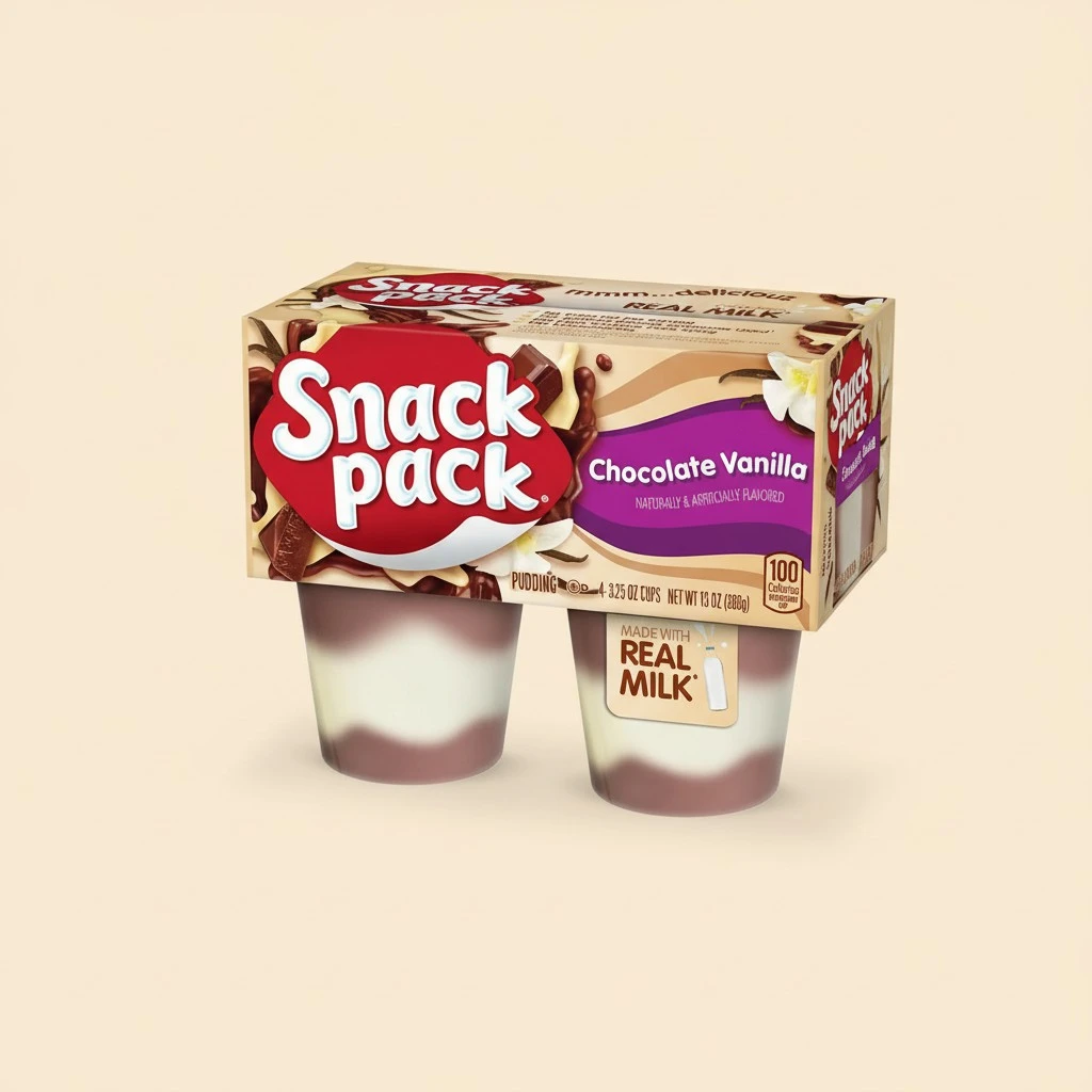 Snack Pack Pie Pudding Chocolate and Vanilla, 13 Oz, 4 Ct Cups
