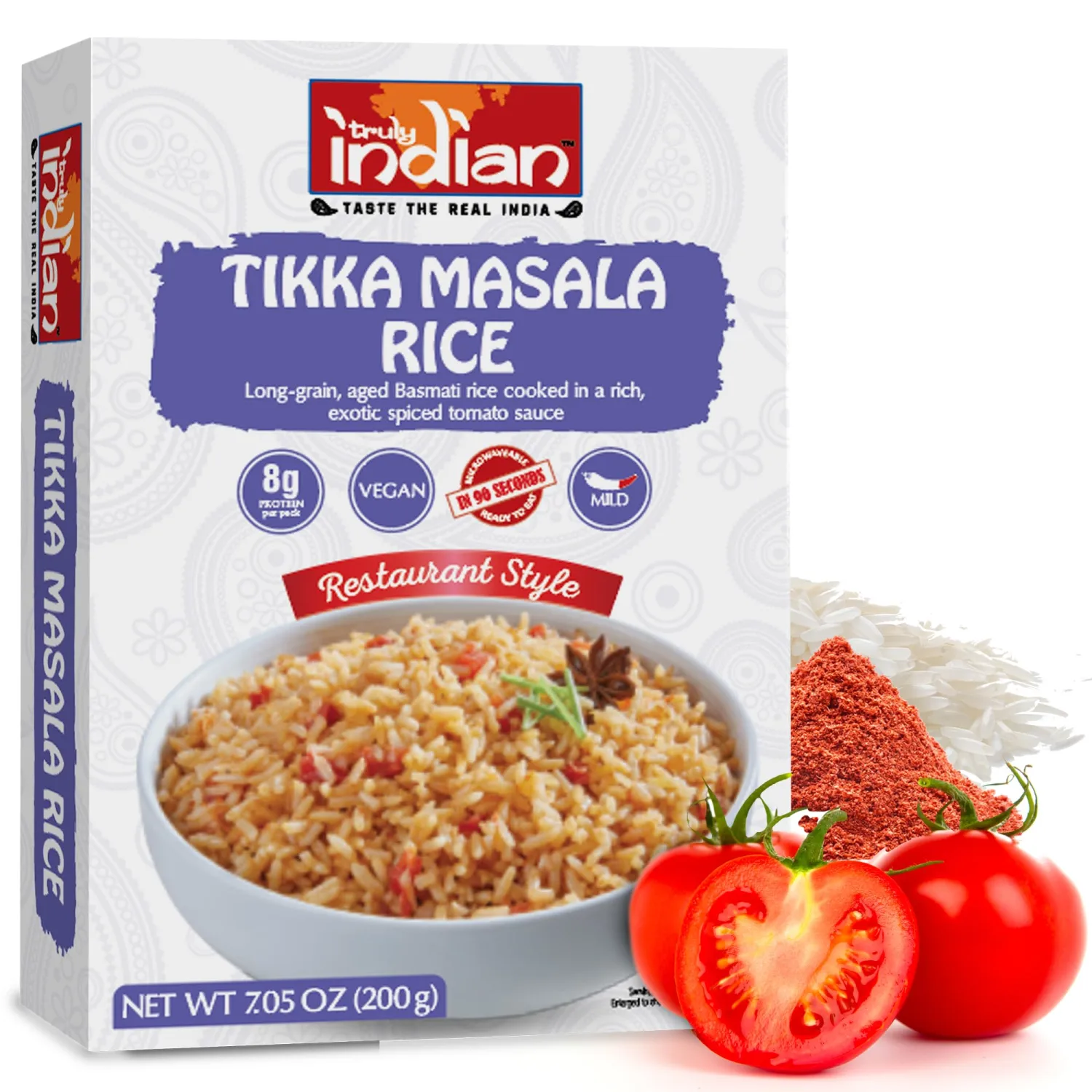Truly Indian Tikka Masala Rice | Long-Grain, Aged Basmati Rice | Authentic Traditional Indian Rice Dishes Made With Locally Grown Ingredients | Ready to Eat, Vegan, Microwaveable Meal