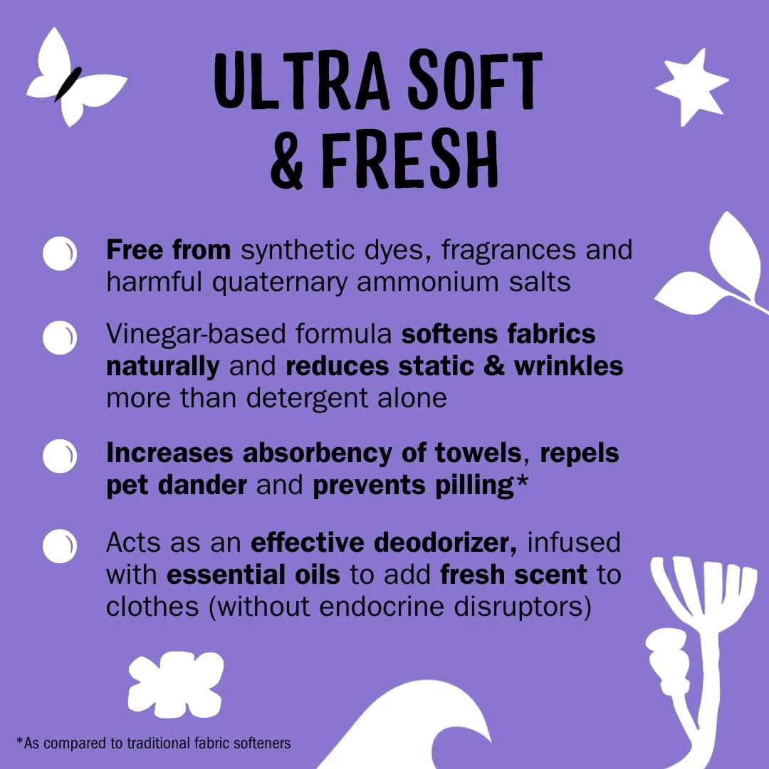Molly’s Suds Fabric Softener Liquid for Sensitive Skin | Vinegar-Powered, Infused with Essential Oils | Fights Static, Reduces Wrinkles, Deodorizes | Lavender, 50 Loads