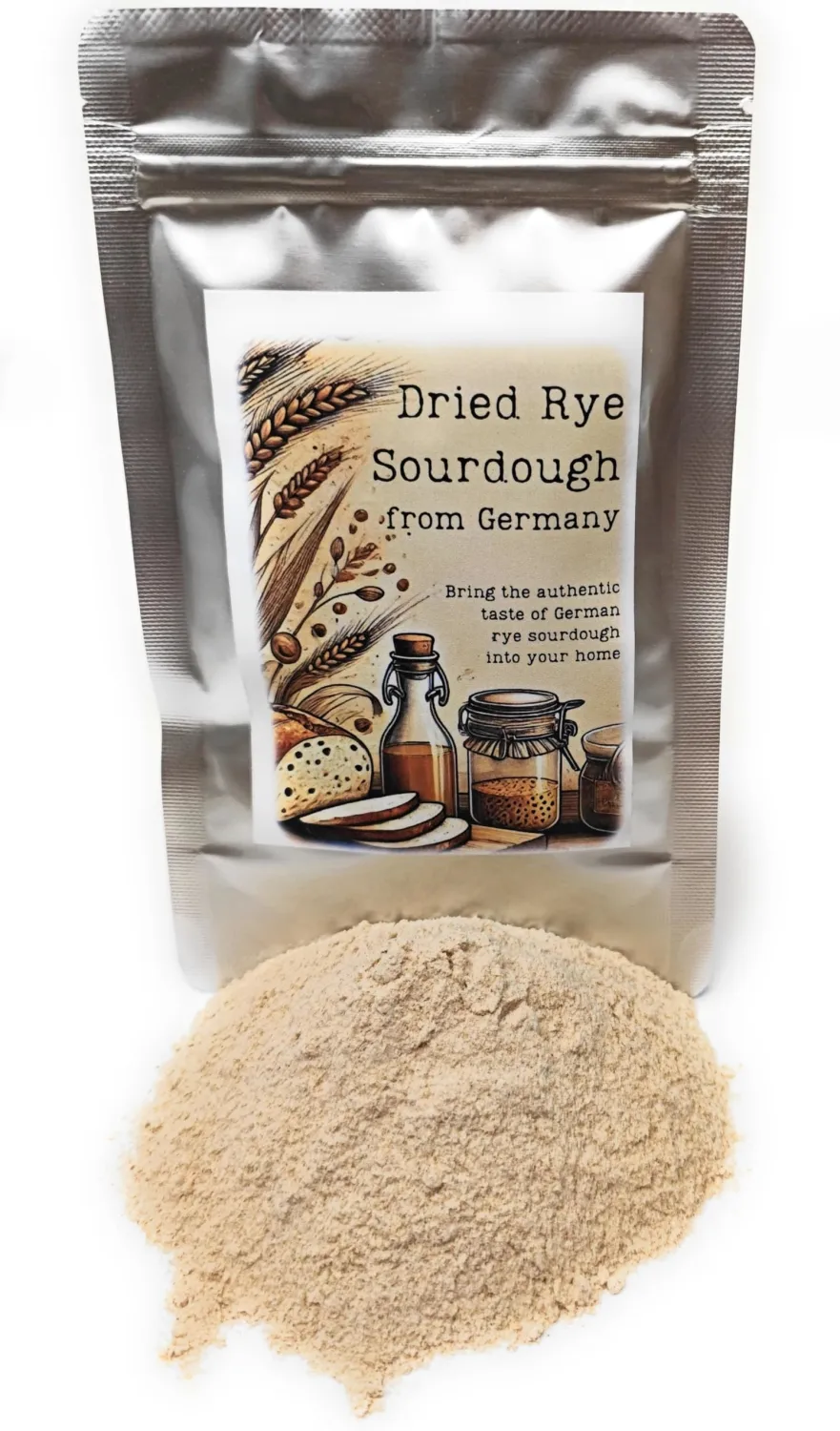 German Rye Sourdough - Dried Rye Sourdough for Delicious Homemade Artisan Bread - Heirloom Rye Sourdough for a Smooth, Elastic Dough - Net Weight: 1.76oz