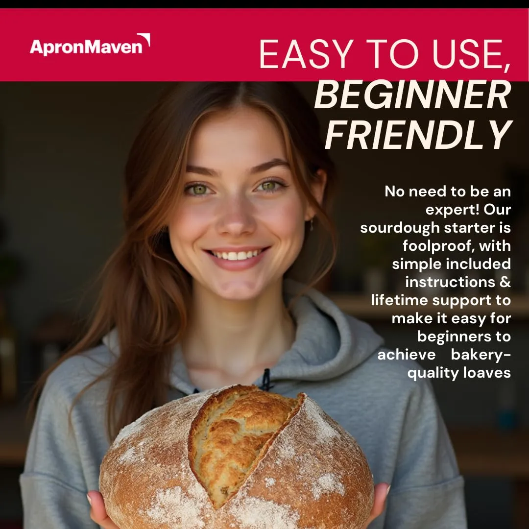 Apron Maven Premium Sourdough Starter Culture | German Bavarian Style | Heirloom Lively Dry Sourdough Starter | Perfect for Rye Breads | Simple Activation Instructions | Lifetime Customer Support