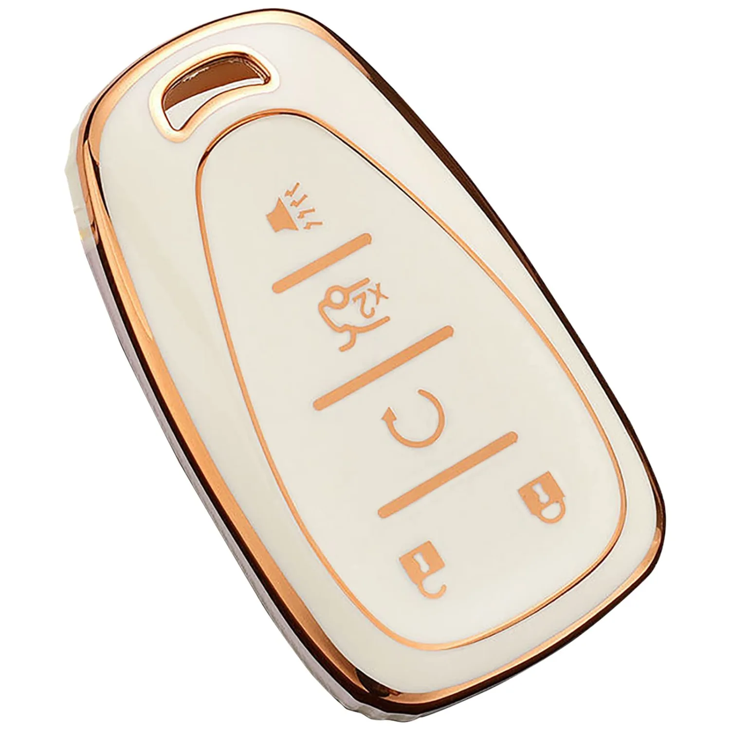 RYE for Chevy Key Fob Cover, Soft TPU Key Fob Case Full Protection for Chevrolet Equinox Malibu Cruze Camaro Traverse Blazer Volt Bolt Smart Key - White