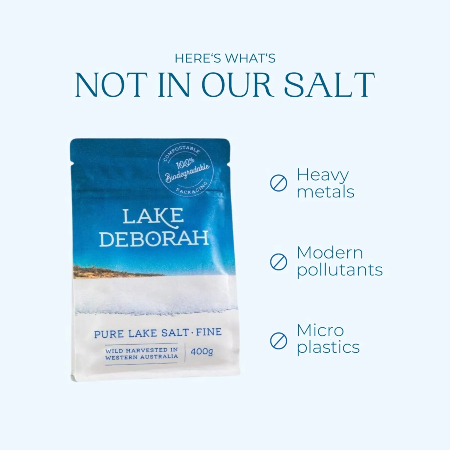 Pure Mineral Salt from Lake Deborah, Australia - Wild Harvested Lake Salt - 100% Natural, Microplastics, Heavy Metals and Pollutant-Free, Perfect for Cooking and Baking - 400g