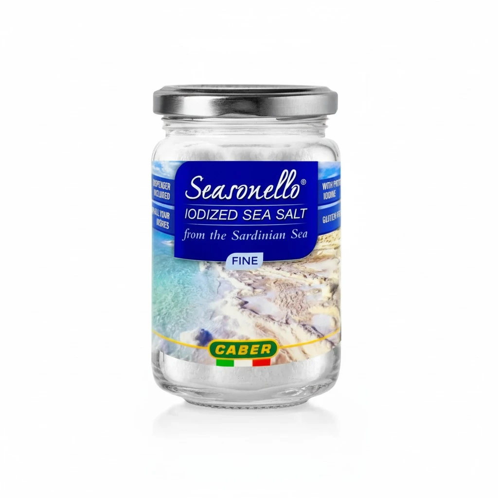 Seasonello Iodized Fine Sea Salt from The Sardanian Sea | Italian Fine Sea Salt For All Your Dishes, 10.58 Oz