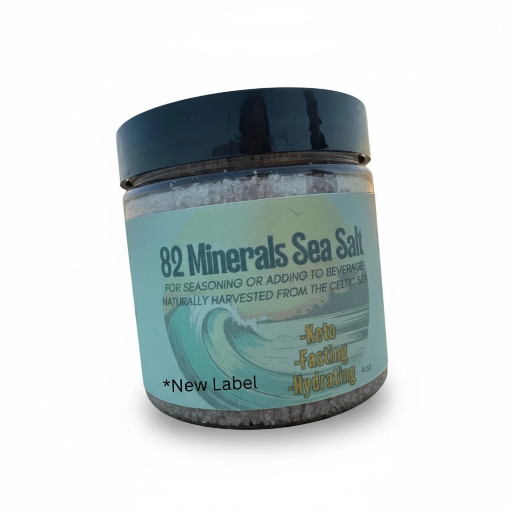 Celtic 82 Minerals COARSE Organic Hand Harvested Salt French Celtic Inspired Authentic Vegan Hydrating Low Sodium Sea Salt that Hydrates from the Celtic Sea Four oz