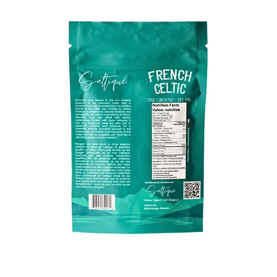 French Sea Salt Fine Ground 1/2lb- Packed with 82 Minerals Helping You Stay Hydrated, Improve Electrolyte Balance, and Optimal Muscle Function - Doctor Recommended