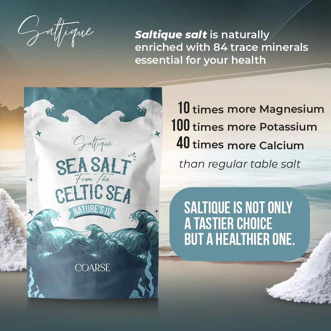 French Sea Salt Coarse 1/2lb- 100% Unrefined Sea Salt Packed with 82 Minerals Helping You Stay Hydrated, Improve Electrolyte Balance, and Optimal Muscle Function - Doctor Recommended