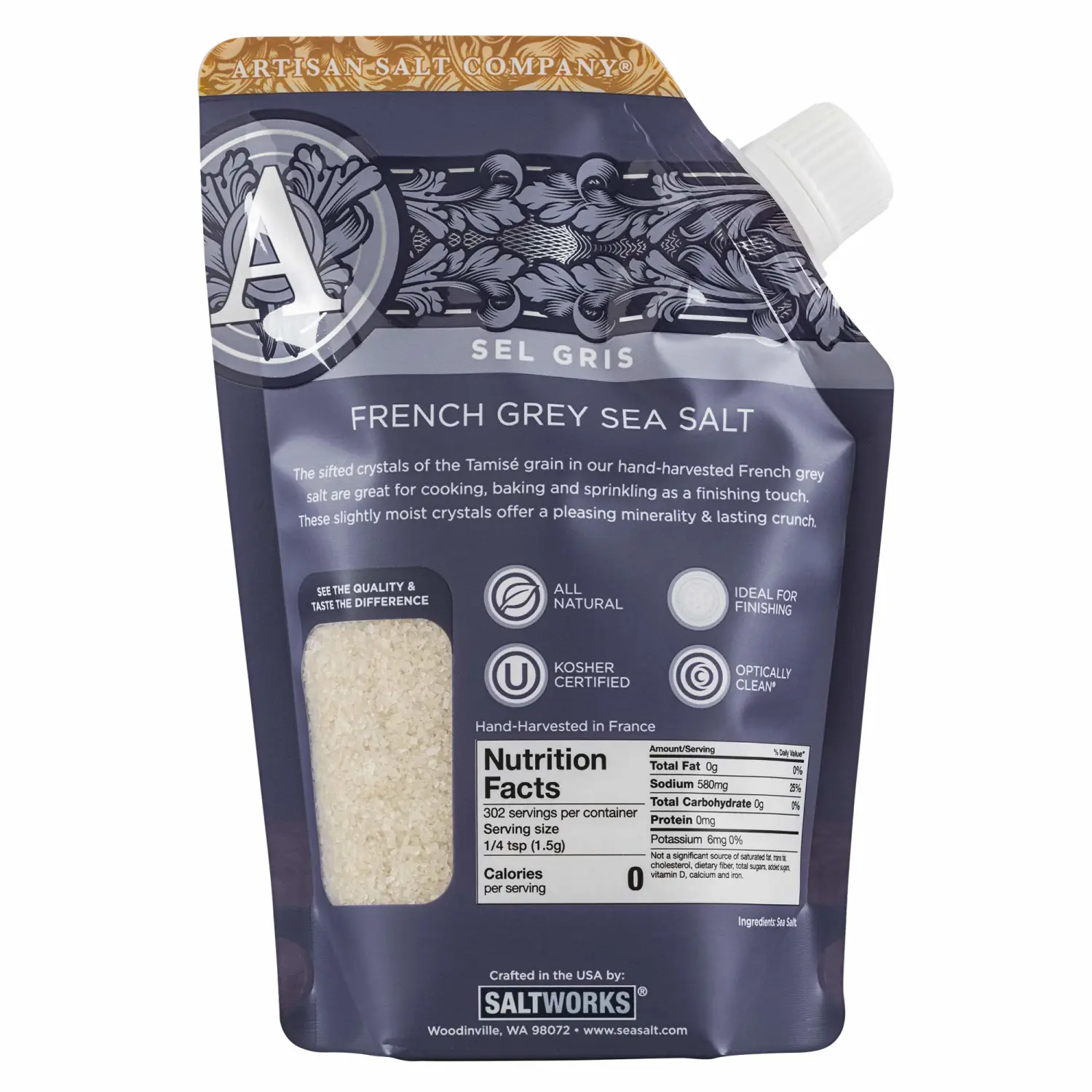 SaltWorks Sel Gris, French Grey Sea Salt, 16 Ounce