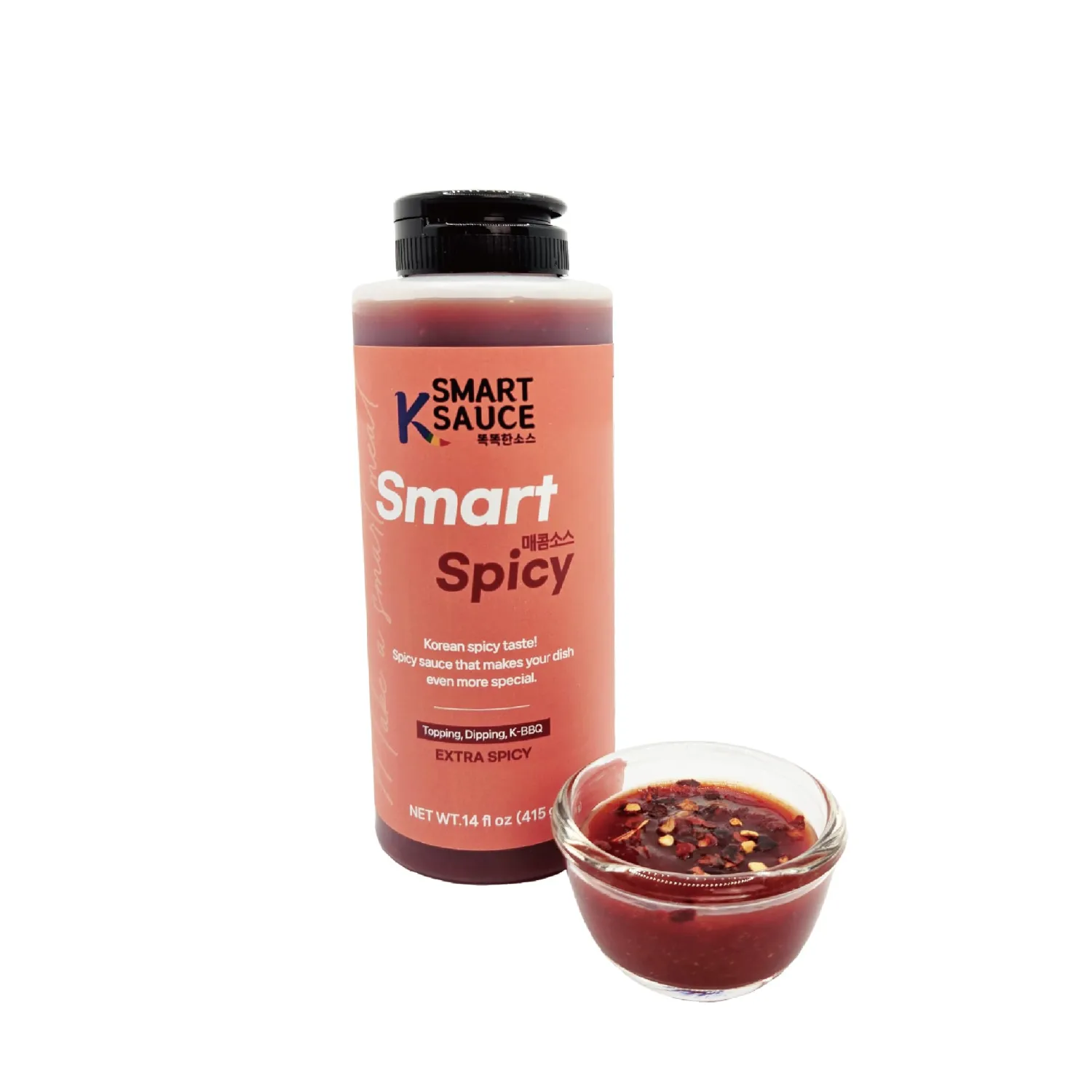 Smart K-Sauce | Spicy Sauce - Korean Flavor, Perfect for Topping, Dipping, BBQ & Stir-Fry Ideal for Spice Lovers, 14oz