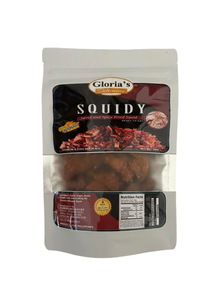 Sweet and Spicy Fried Squid, 100g, ready to eat seafood snack, Product of the Philippines
