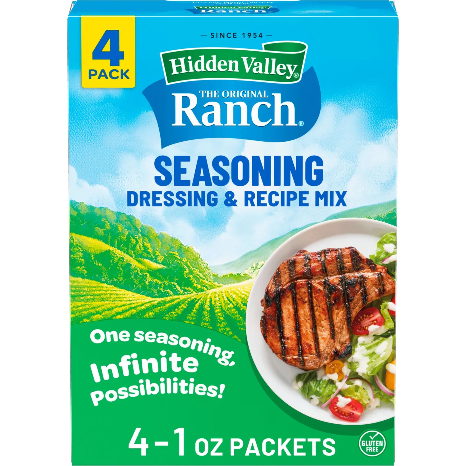 Hidden Valley Original Ranch Seasoning, Dressing and Recipe Mix, 1 Ounce Each, 4 Count (Package May Vary)