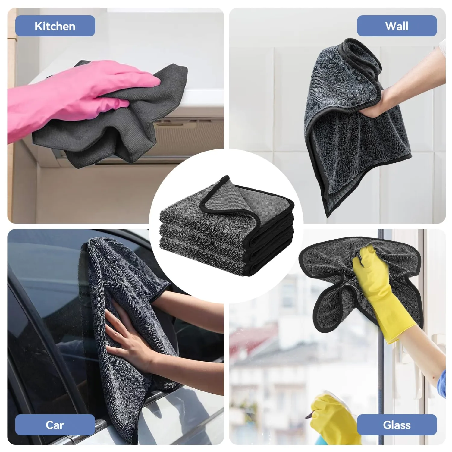Shiny Wipes Shower Cleaning Cloths, Super Absorbent Bath Towels 15*23in, Quick-Dry Cleaning Cloths for Bathroom, Double Sided Design Water Removal Wet Wipes, Kitchen, Car, Bathroom Bathtub Specific