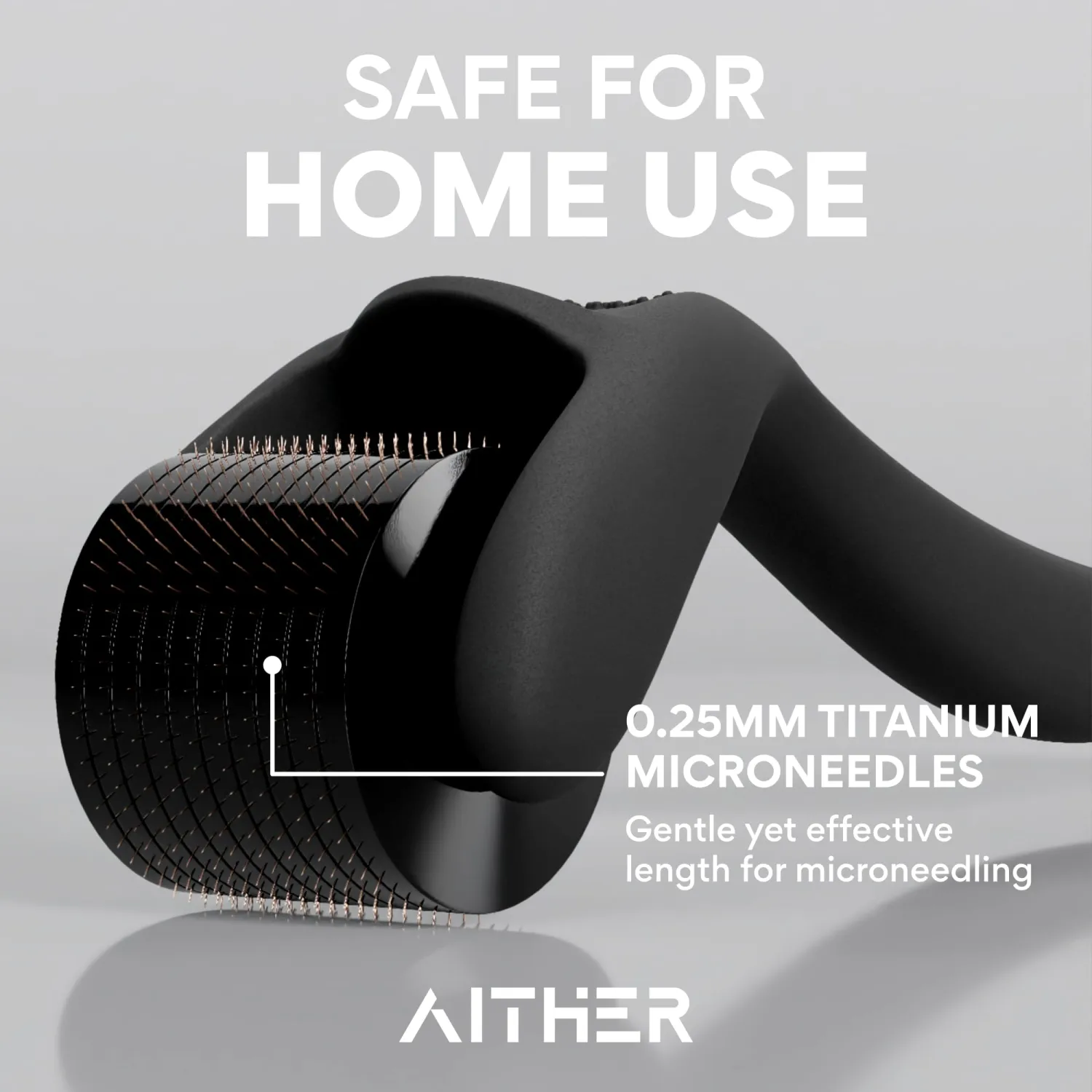 AITHER Derma Roller 0.25mm, Microneedle Roller for Face, Scalp & Beard - Derma Roller, Titanium Microneedling Scalp Roller | Safe for Beginners | For Both Women & Men - 1 Count, Ivory