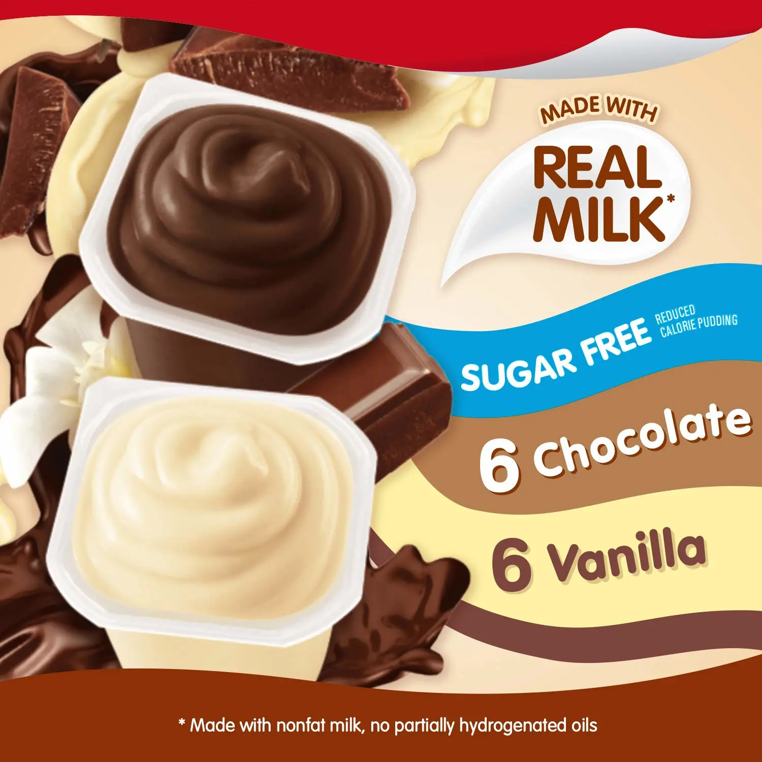 Snack Pack Sugar Free Chocolate and Vanilla Flavored Pudding Family Pack, 12 Count Pudding Cups (Pack of 2)