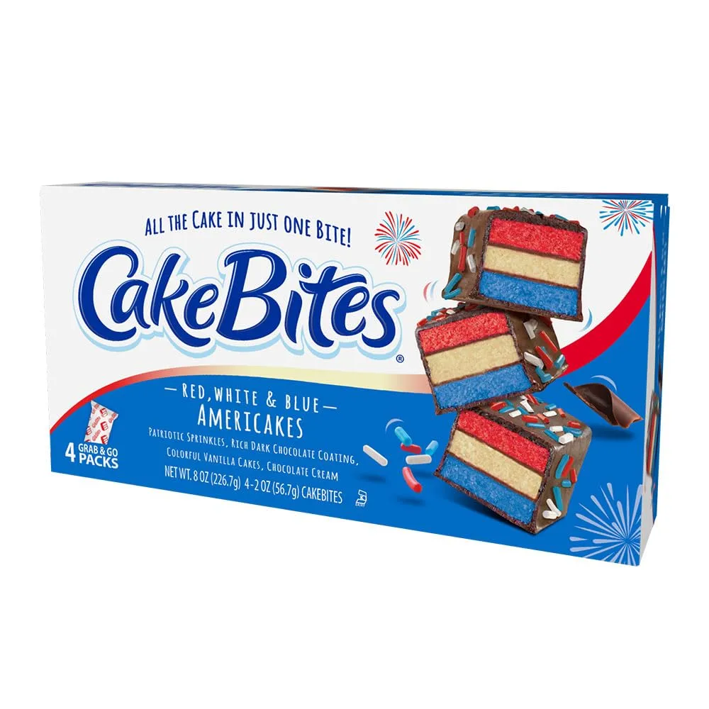 The Original Cakebites, Red, White and Blue AMERICAKES, Grab and Go