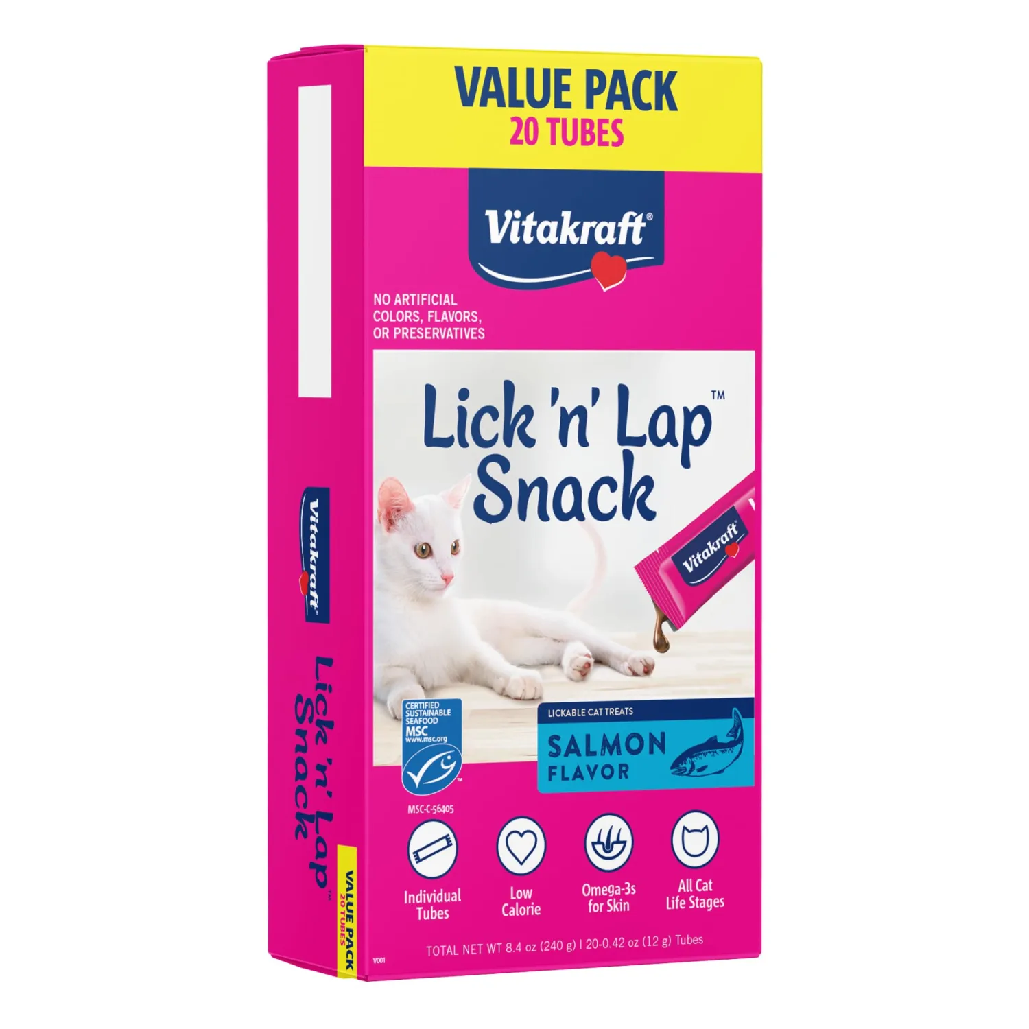 Lick 'n' Lap Snack with Salmon Cat Treat, Value-Pack 20pk