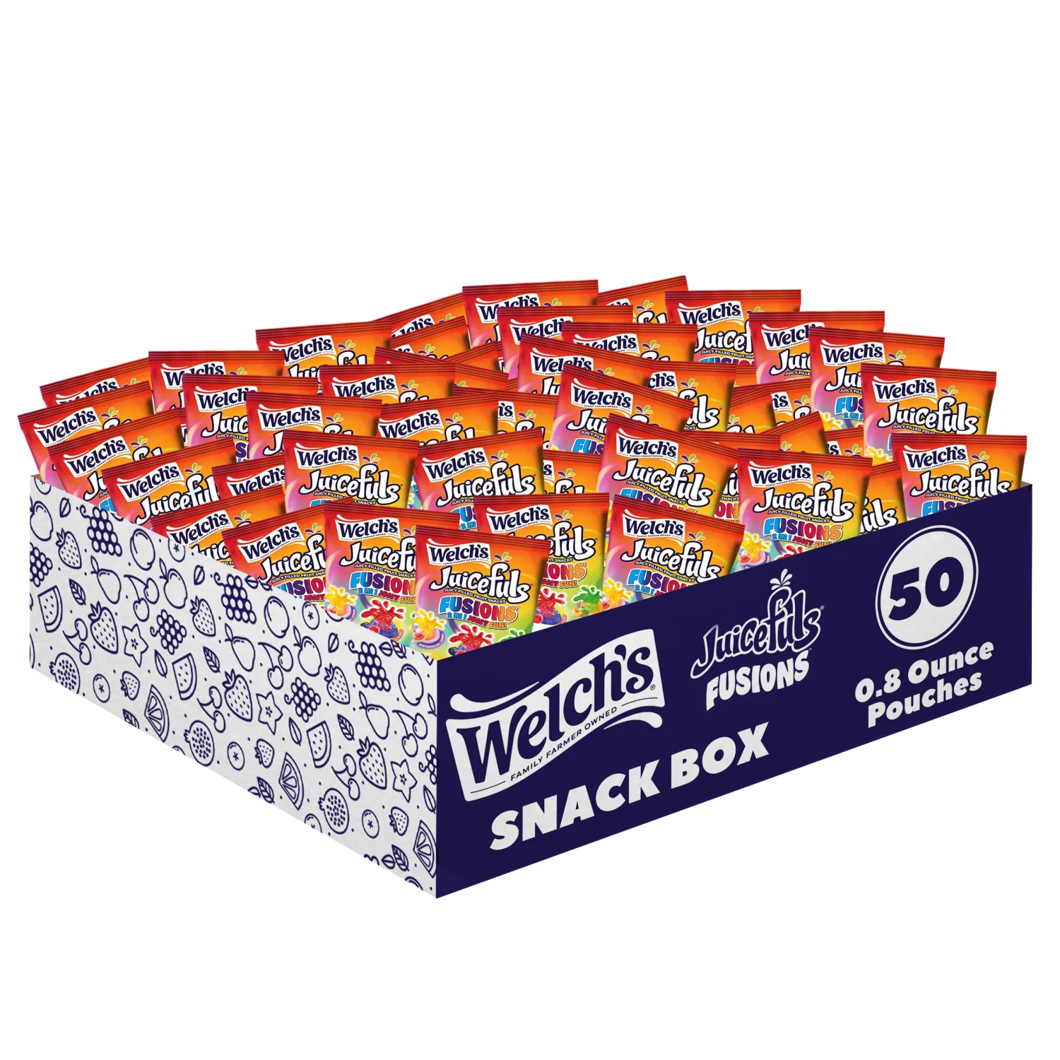 Welch's Fruit Snacks, Juicefuls Fusions, Assorted Fruit Flavor, Bulk Pack, Gluten Free, Natural Colors & Flavors, 0.8oz (Pack of 50)