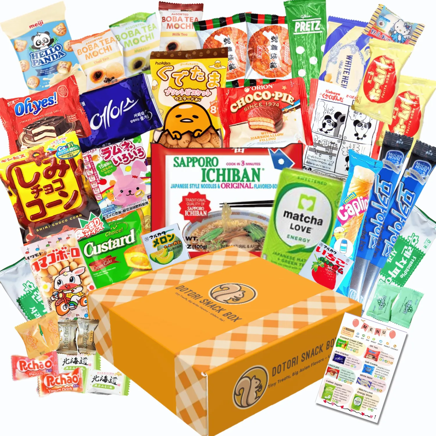 DOTORI SNACK BOX Korean Snacks Japanese Snack Box (40 counts) Asian Candy Sweet Savory Exotic Snacks Mystery Box, Care Package Bundle - Gift for Friends, Family, Loved Ones, Coworkers, Colleagues