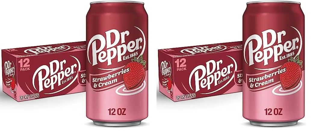 Dr Pepper Strawberries and Cream Soda, 12 fl. oz. Cans, 12 Pack (Pack of 2)