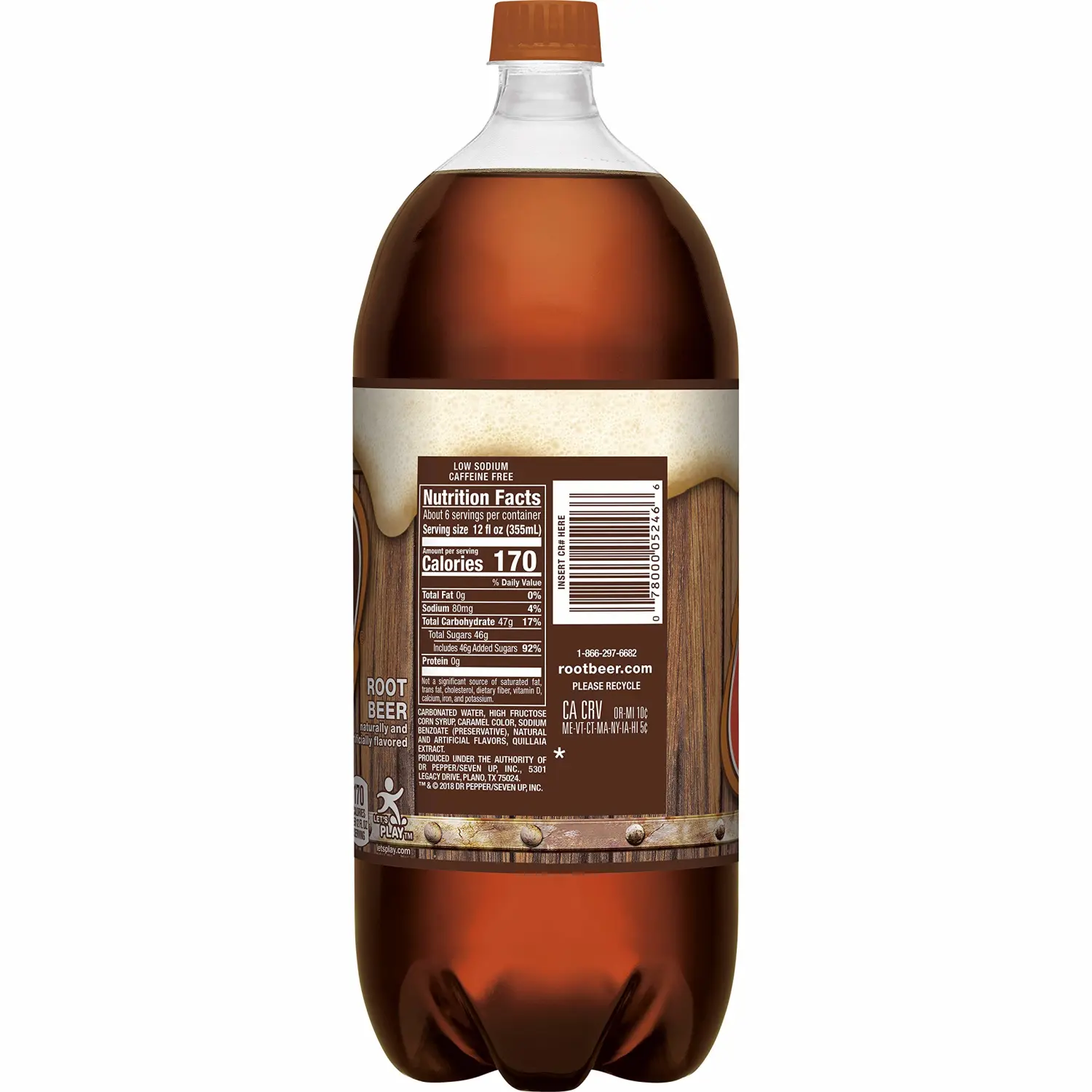 A&W Root Beer Soda, 2 L bottle