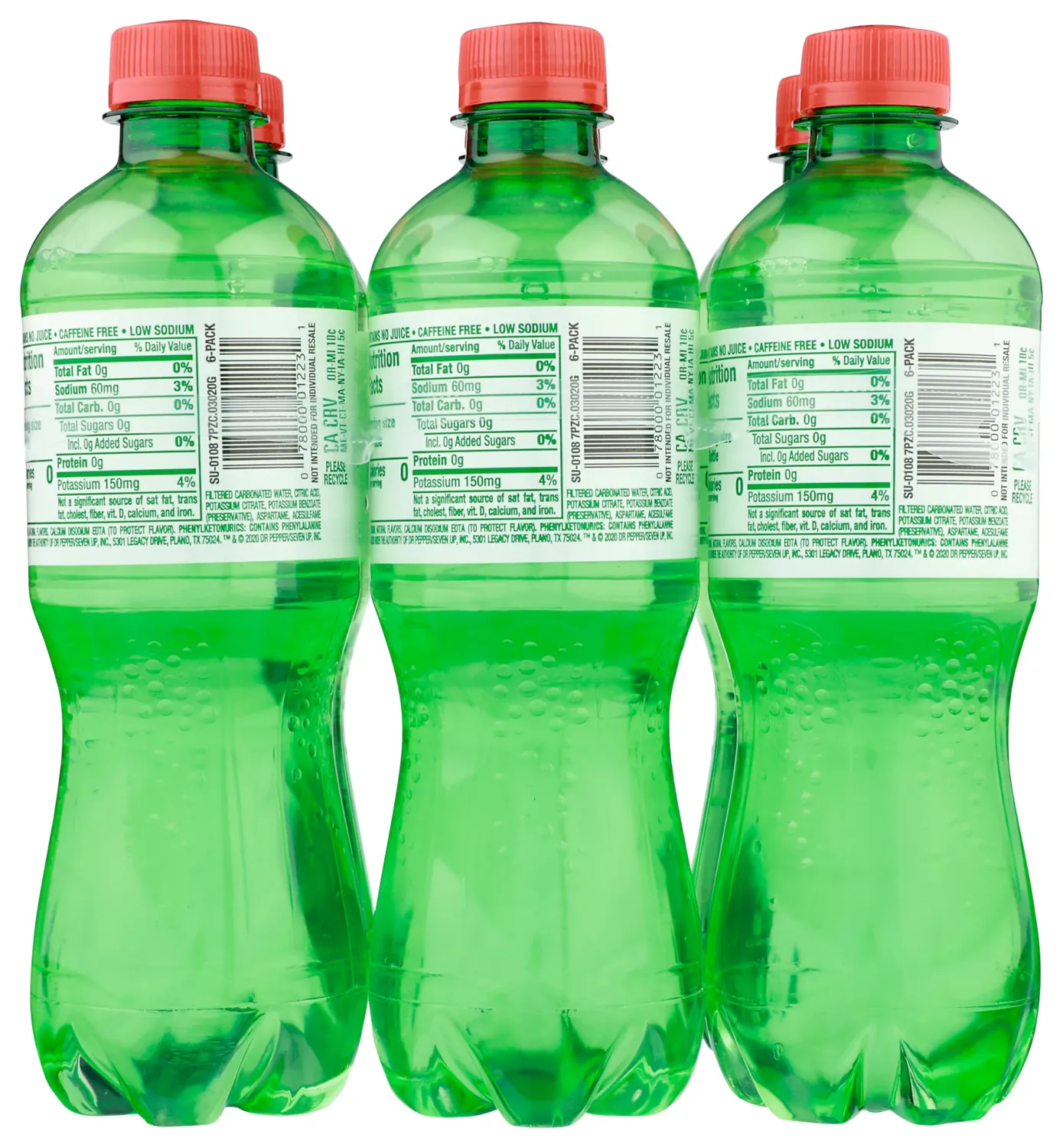 7UP Lemon Lime Soda, 16.9 Fl Oz Bottles, Pack of 6