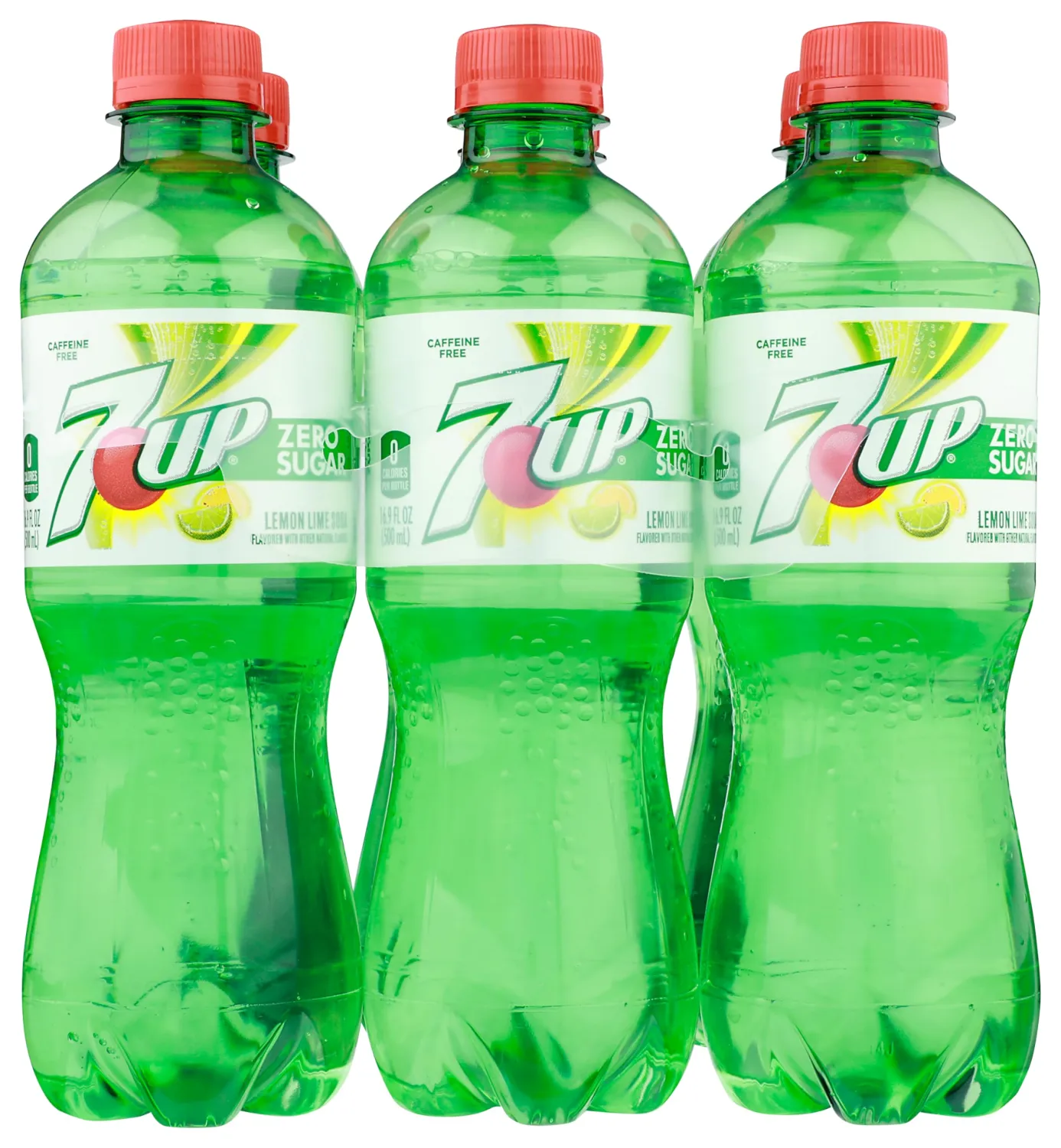 7UP Lemon Lime Soda, 16.9 Fl Oz Bottles, Pack of 6