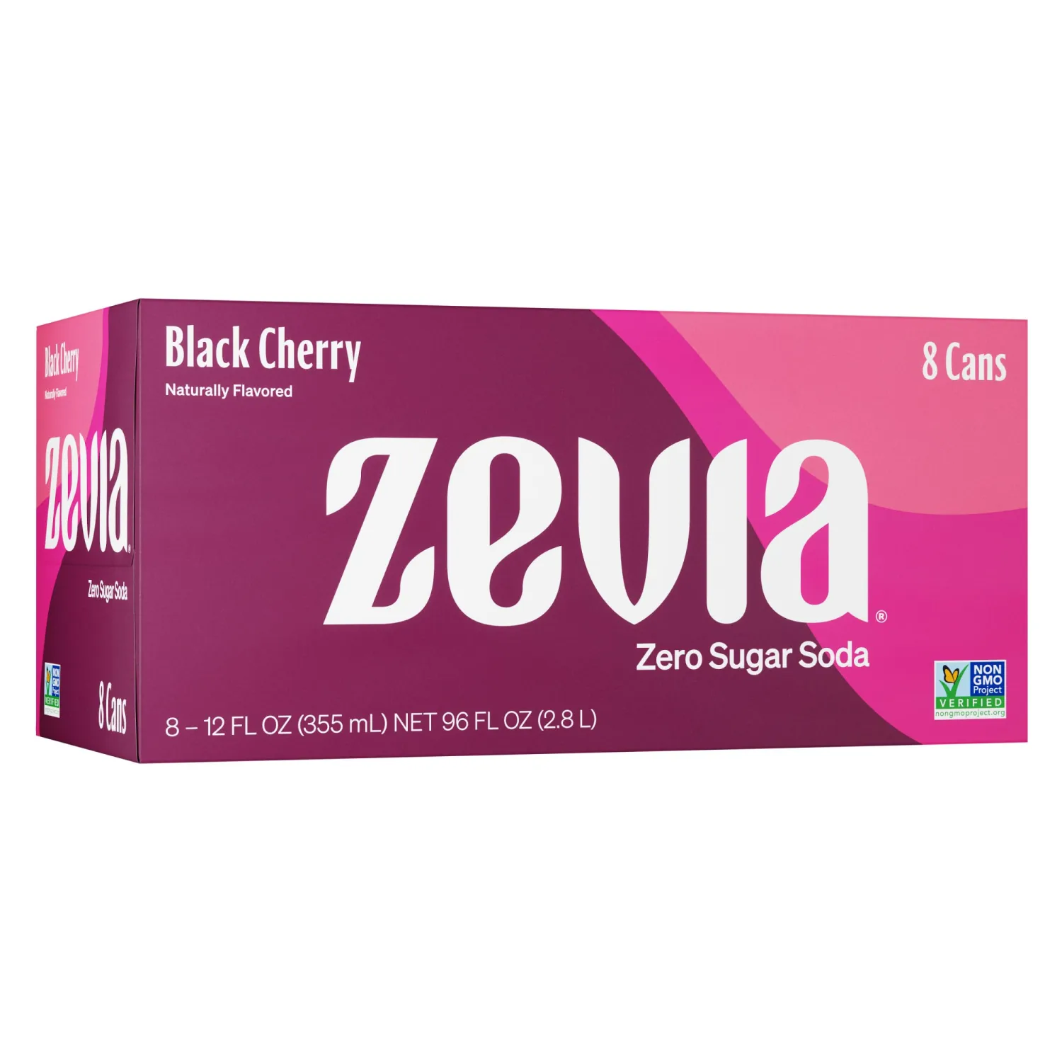 Zevia Zero Sugar Soda, Black Cherry, 12 oz Cans (8-Pack) – Naturally Sweetened, Non-GMO Project Verified, Gluten-Free, Vegan
