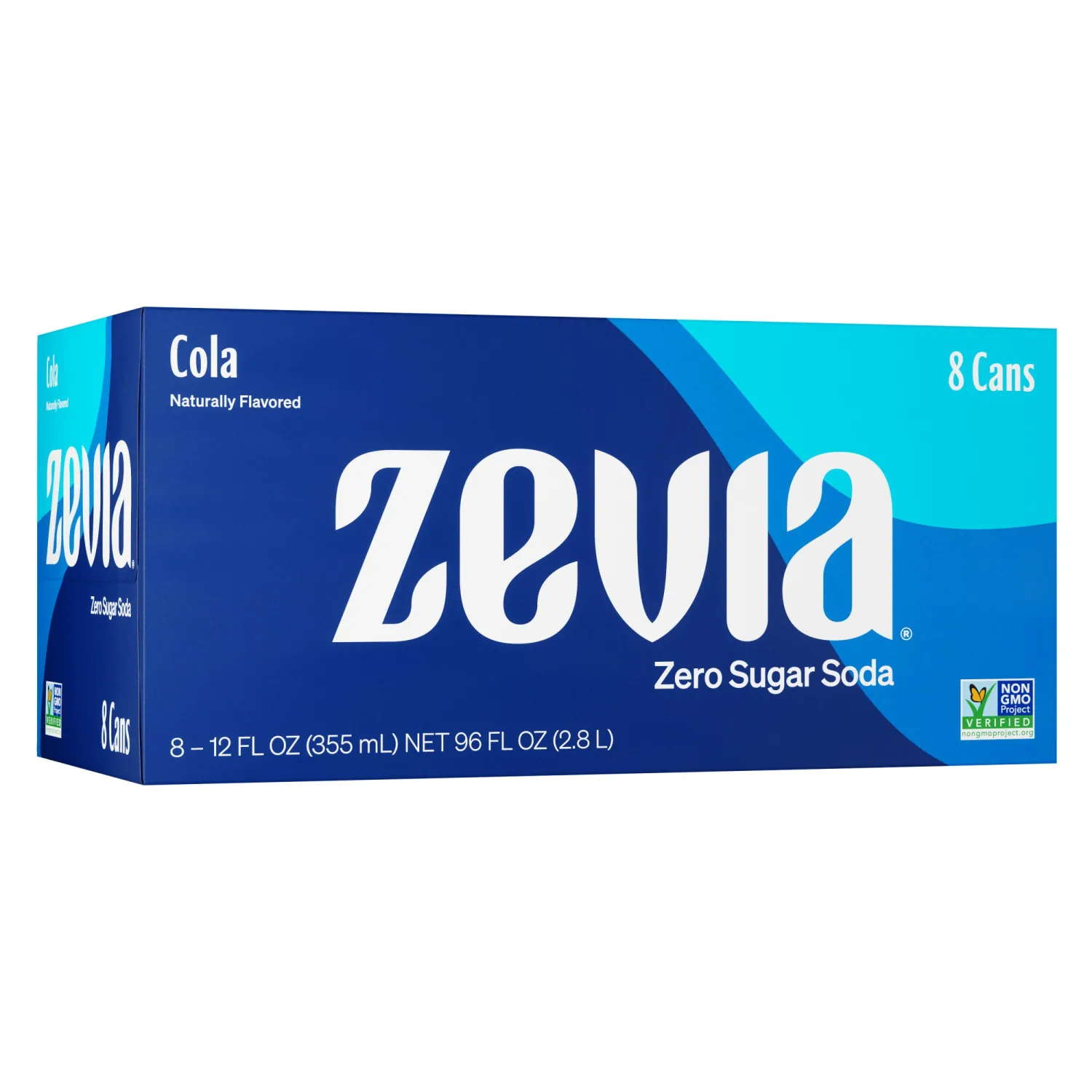 Zevia Zero Sugar Soda, Cola, 12 oz Cans (8-Pack) – Naturally Sweetened, Non-GMO Project Verified, Gluten-Free, Vegan