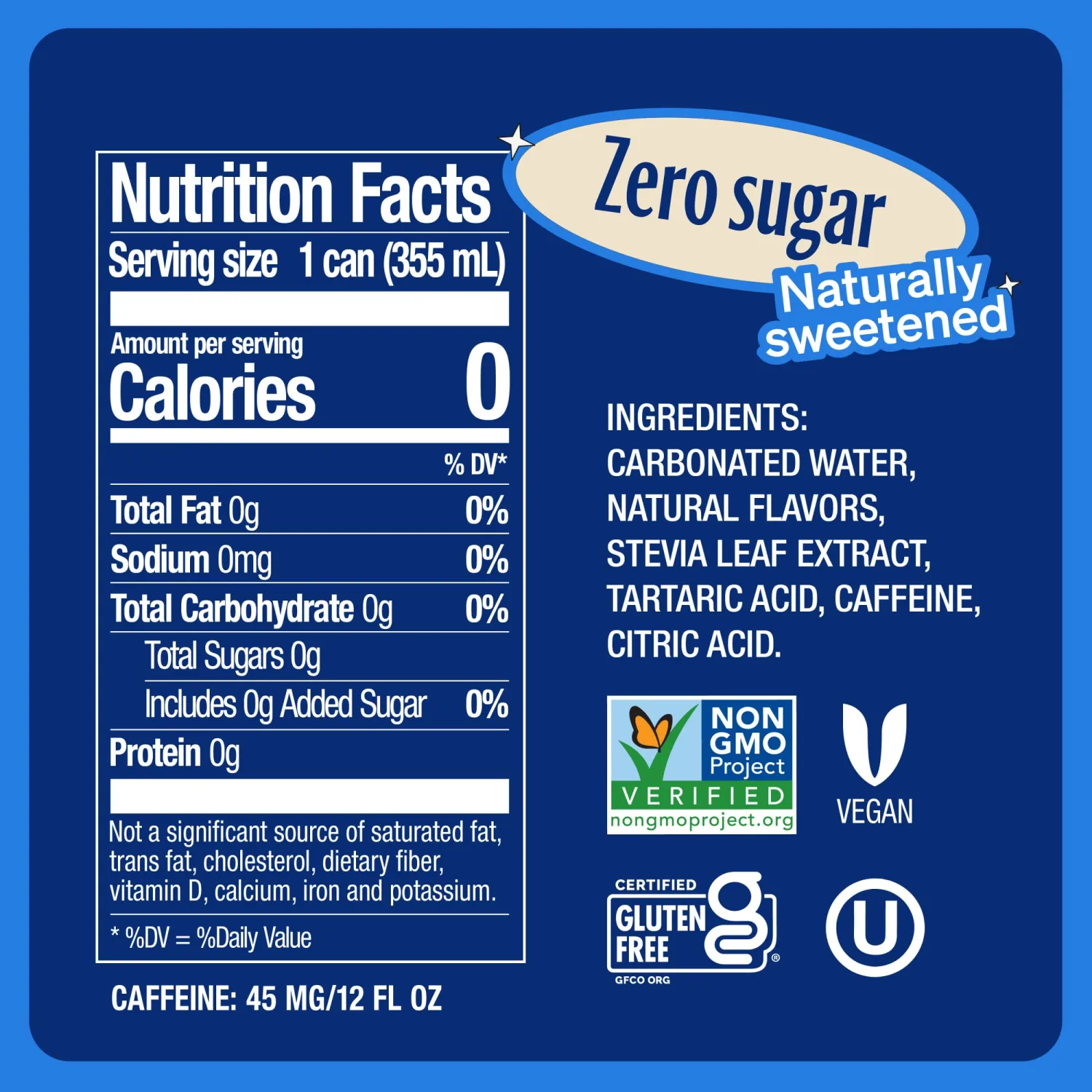 Zevia Zero Sugar Soda, Vanilla Cola, 12 oz Cans (8-Pack) – Naturally Sweetened, Non-GMO Project Verified, Gluten-Free, Vegan
