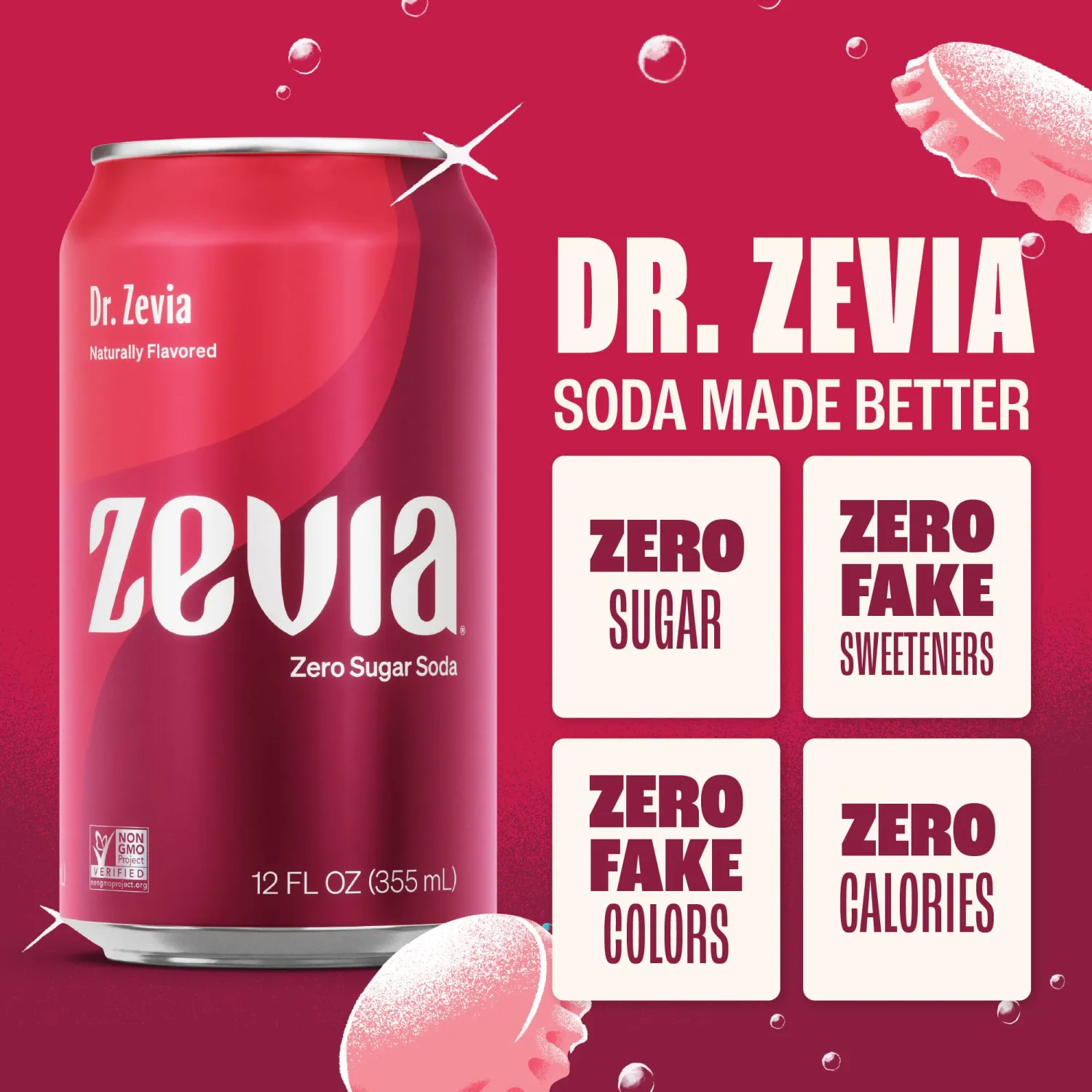 Zevia Zero Sugar Soda, Dr Zevia, 12 oz Cans (8-Pack) – Naturally Sweetened, Non-GMO Project Verified, Gluten-Free, Vegan