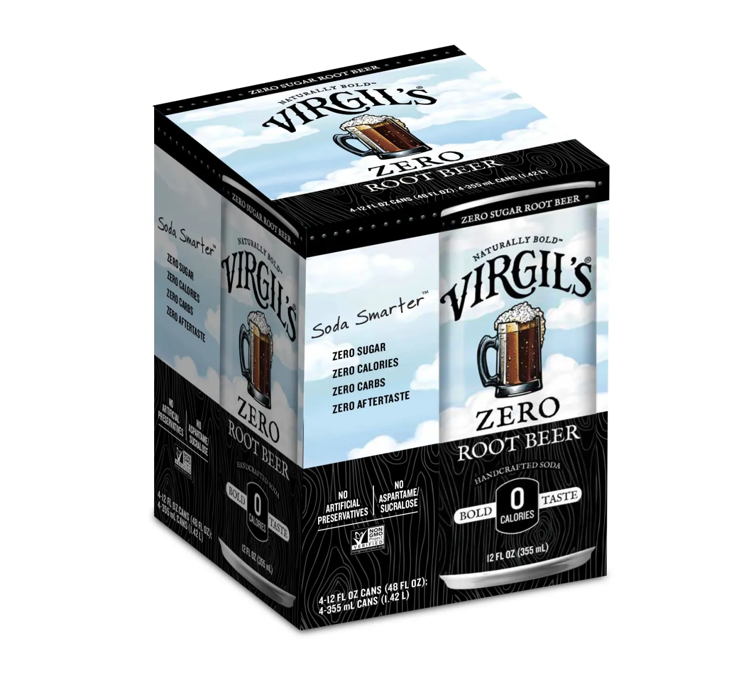 Virgil's Zero Sugar Root Beer, 4 Pack, Cans