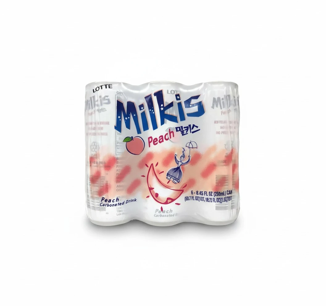 LOTTE Milkis Soda Beverage, Peach, 8.45 Fl Oz (Pack of 6)