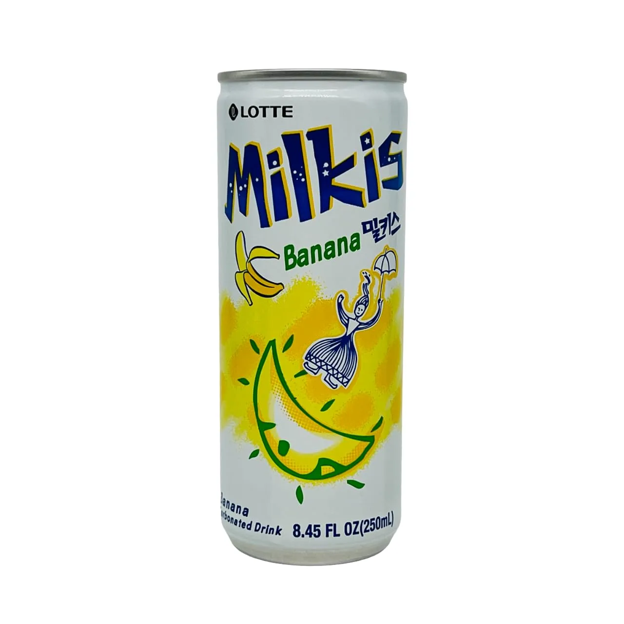 Lotte Milkis Soda Beverage, Banana, 8.5 Fluid Ounce (Pack of 6), Yellow