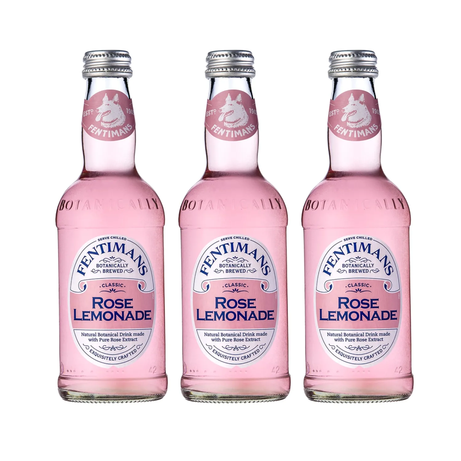 Fentimans Sparkling Rose Lemonade - Sparkling Pink Lemonade with Natural Ingredients & Pure Rose Extract, Mixer, Craft Soda, Botanically Brewed Lemonade - 9.3 Fl Oz (Pack of 3)