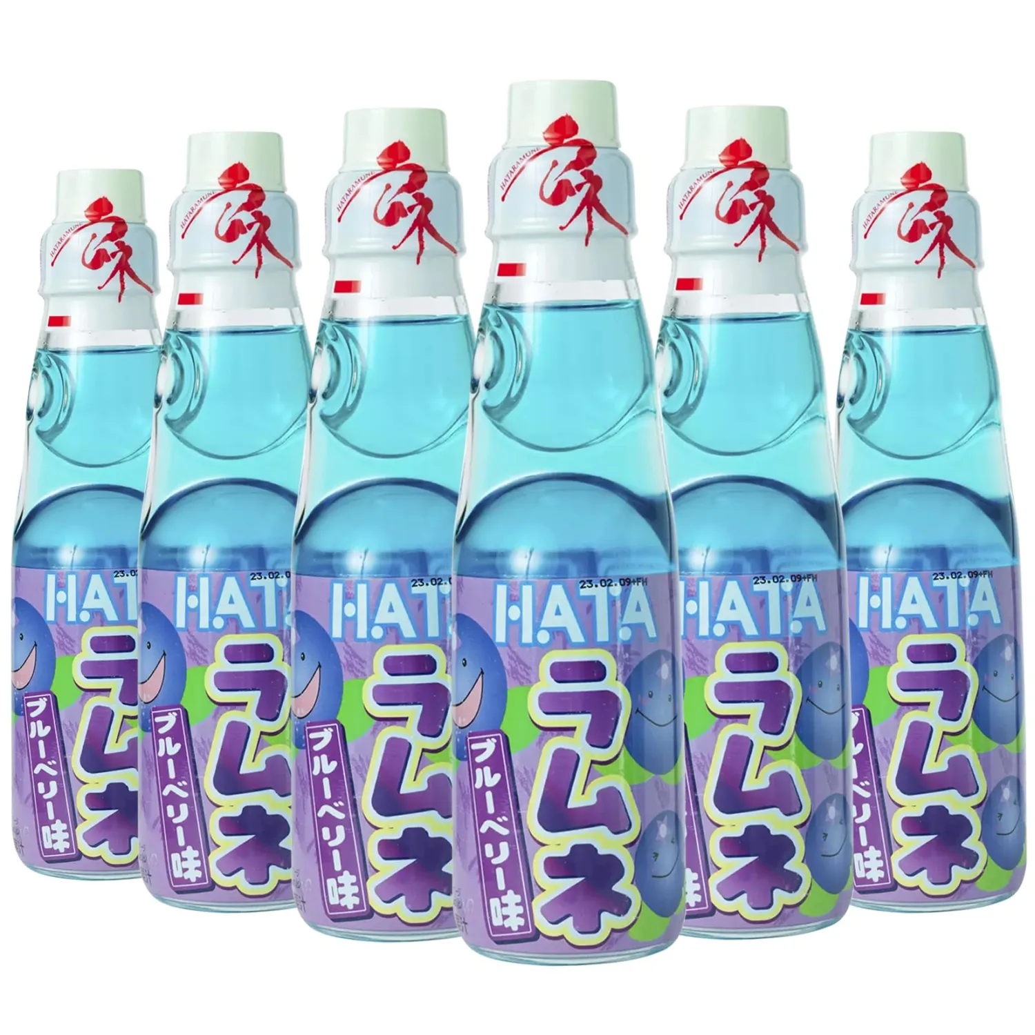 Fusion Select Ramune Japanese Soda - Classic Carbonated Japanese Drinks - Fizzy Ramune Soda Drink from Japan in Codd-Neck Bottles with Marble Stoppers - 6.76 oz, 6-Pack (6Bottle- Blueberry)