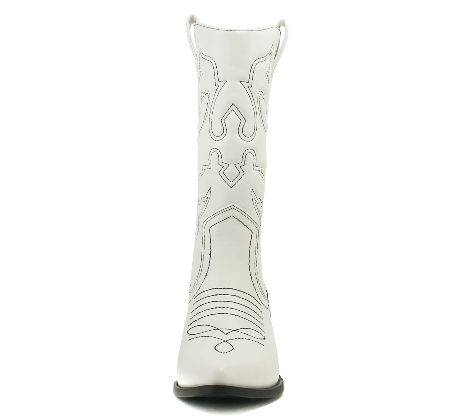 Soda RENO ~ Women Western Cowboy Stitched Pointe Toe Low Heel Ankle Mid Shaft Fashion Boots