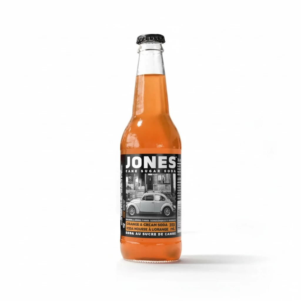 One(1) Single Bottle - Jones Soda Co. Orange Cream Soda Flavor | 100% Cane Sugar Soda | Craft Soda Pop | Soda Soft Drinks | Glass Bottle Soda